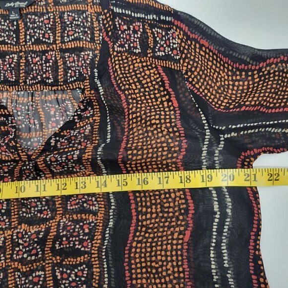 Lucky Brand Women's Sheer Aztec/Art Deco/Boho Flowy Blouse in a Size L - Picture 9 of 9